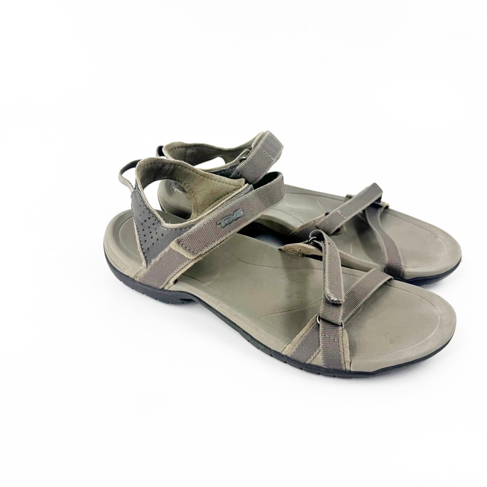 Teva Verra Taupe Grey Strappy Athletic Hiking Sandals Womens - Picture 2 of 11